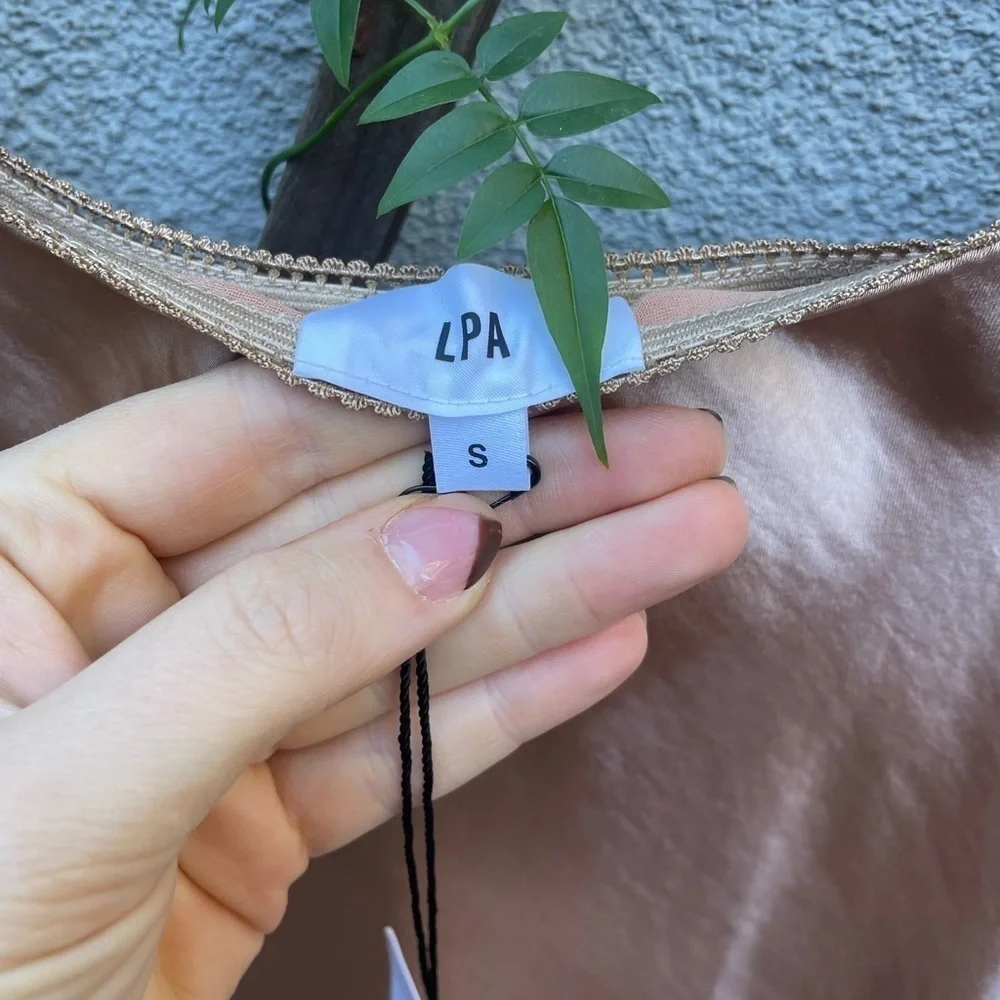 LPA Fringe Skirt Cream Satin Fringe Party Revolve S NWT - Picture 7 of 8